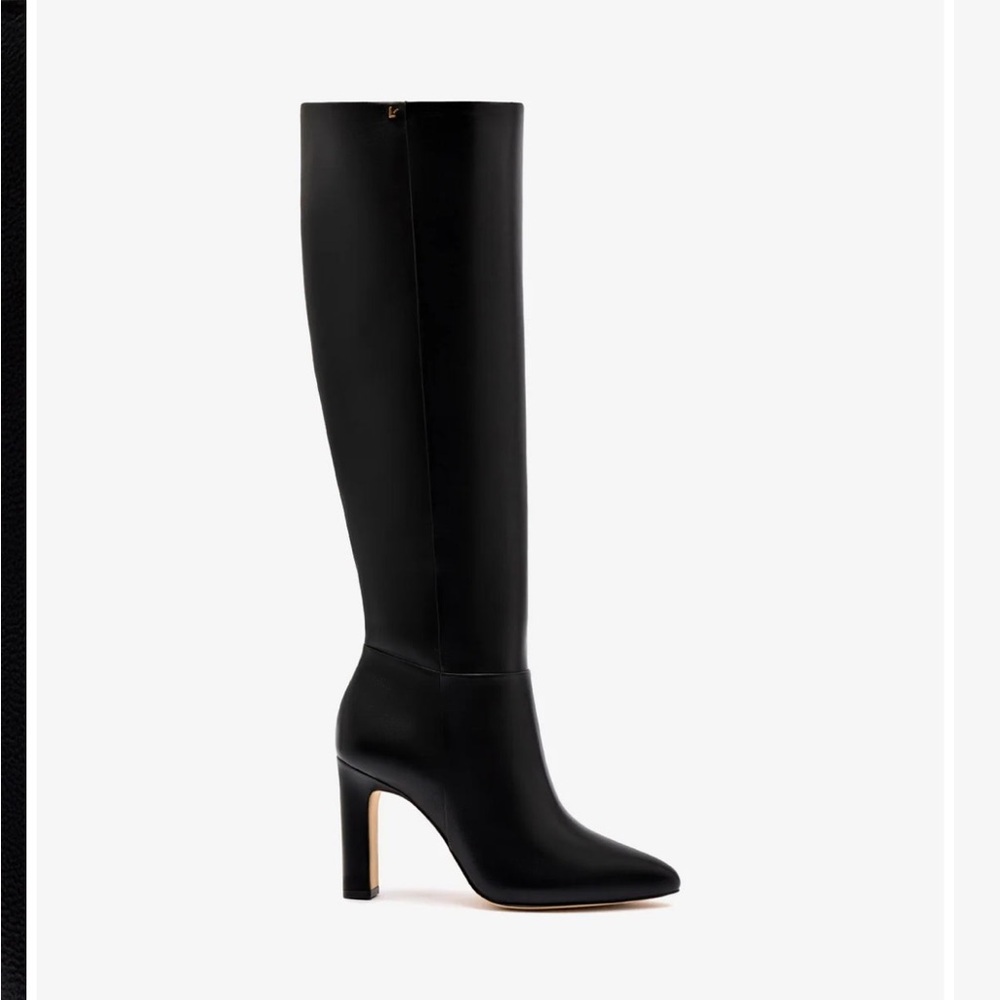 NIB Larroude Cindy Hi Black Leather Boot - Elegant Knee-High Women's Boots